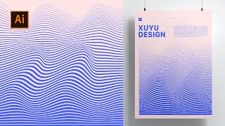 Lines Wave Style Poster Graphic Design Tutorial With Adobe Illustrator  Adobe Illustrator Tutorial [upl. by Ecam]