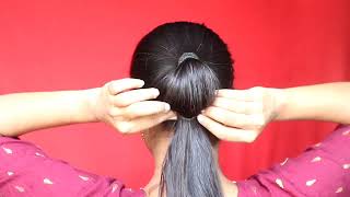 Nice Juda Bun For Girl । simple hairstyle For Long Medium hair । Nice Bun [upl. by Sunday588]