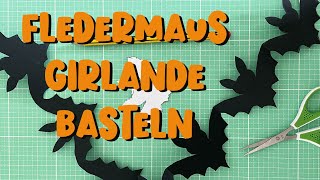 Fledermaus Girlande basteln für Halloween  Einfache Halloween Deko basteln mit Papier  Vorlage [upl. by Aicirtap]