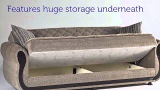 ARGOS Zilkade Three Seat Sofa Sleeper with Storage in Light Brown [upl. by Fahy]