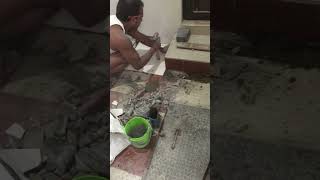 Preparing concrete to fix Tile [upl. by Enixam]