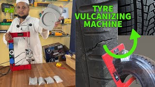 TYRE VULCANIZING MACHINE  HOW TO VULCANIZE TYRES  TYRE CUT REPAIR  TYRE SIDE CUT REPAIR  KING [upl. by Wallack]