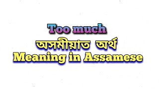 “Too much” meaning in Assamese “Too much” অসমীয়াত অৰ্থ “Too much” mane ki Meaning in Assamese [upl. by Ilesara]