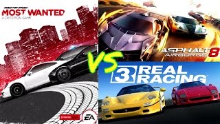 Asphalt 8 Airborne vs Need For Speed Most Wanted 2 vs Real Racing 3 [upl. by Casi223]