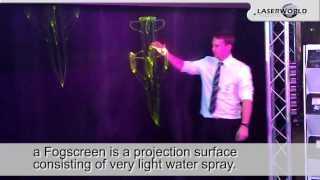 Example show laser light application Laser projection on Fogscreen [upl. by Nnylyoj]