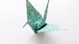 Easy Origami Crane tutorial [upl. by Rehttam489]