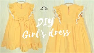 DIY Drafting Pattern amp Sewing Girls Dress  Zoe DIY [upl. by Odranreb885]