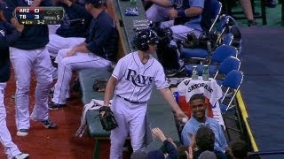 Rays bullpen scatters as ballboy makes tough play [upl. by Ahtram]