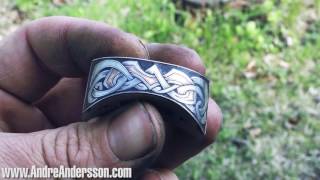 Hand engraved stainless steel bolster for custom knife [upl. by Ernest259]