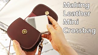 70 Leather Craft Making Leather Mini Crossbag  가죽공예 미니 크로스백 만들기  FREE PATTERN [upl. by Baecher]