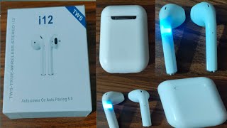 i12 Airpods unboxing and review  Noshe vlogs [upl. by Edia]