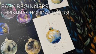 Beginners CHRISTMAS HOLIDAY CARD PAINTING Loose Watercolour PAINTING Techniques Tutorial Landscape [upl. by Koh]