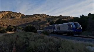 Railfanning Amtrak train WB early morning at Corriganville Park Simi Valley California [upl. by Abbotsen]