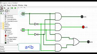 LOGISIM 3 Comparateur BinaireDemiAdditionneurAdditionneur 1bitAdditionneur 4 bit [upl. by Clement850]