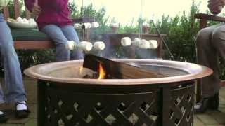 Lattice Steel Fire Pit With CopperFinished Fire Bowl SKU12963  Plow amp Hearth [upl. by Ttevy]