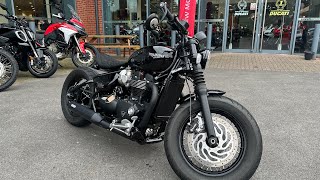 Triumph Bonneville Bobber Black Black walkaround with engine sound for sale [upl. by Ahola]