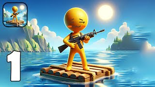 Raft Craft  Part 1 Stickman Raft Survival Raft War Army Commander Ocean  Gameplay Walkthrough [upl. by Gaves]