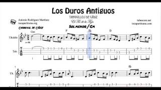 Aquellos duros antiguos Tablatura y Partitura de Ukelele en Sol menor [upl. by Mazonson225]