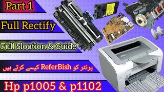 Hp laserjet printer p1005 amp p1006 Full repairing  paper jam heater unit light print Laser unit etc [upl. by Woodcock]