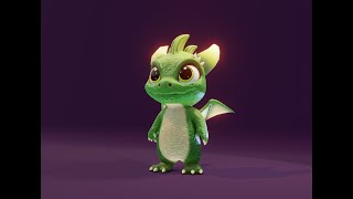 Cartoon Baby Dragon 3d Model Green Turnaround [upl. by Homovec]