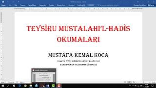 HADİS USULÜTEYSİRU MUSTALAHİLHADİS4 [upl. by Ailaroc484]