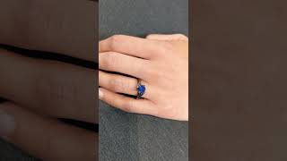 Round Sapphire Engagement Ring Black Gold Split Band Twist Ring Twisted Band Lab Blue Ring [upl. by Aivalf]