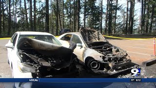 Firefighters quickly respond to car fire that spread into vegetation at Spencer Butte Park [upl. by Astiram]