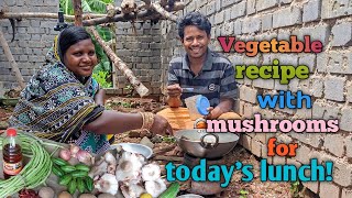 Vegetable recipe with mushrooms for todays lunchisak munda eating [upl. by Craven]