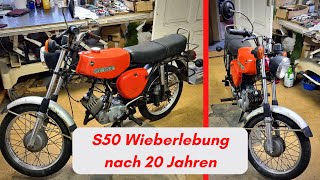 originale SIMSON S50 Wiederbelebung nach 20 Jahren Standzeit 2taktgenossen simson [upl. by Nauqal]