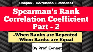 Rank Correlation repeated ranks  Repeated Rank correlation  Equal Rank correlation coefficient [upl. by Boyer]