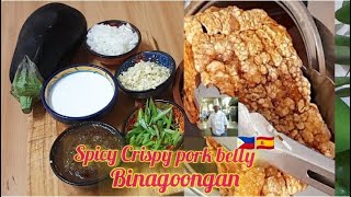 spicy crispy CookingwithVeni Crispy pork belly Binagoonganmy own version [upl. by Annerahs]