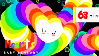 Baby Sensory Colorful Hearts Stimulating Video For Babies To Watch  Eye Contrast Animation  Music [upl. by Burnight552]