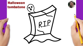 How to draw a tombstone easy  How to draw a headstone easy  Halloween Drawing [upl. by Rainger]