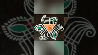 Easy creative daily rangoli design 3x1 middle dots YouTube shorts rangoli kolam muggulu [upl. by Arehs405]