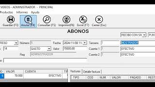 todos ingresos egresos modificar anular con ix mov diario o ing egre por abonos y movimientos [upl. by Esirahs290]