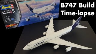 Revell Boeing 7478 Lufthansa Timelapse Build Plane Model 1144 Scale [upl. by Adnaloy]