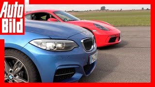 BMW M240i vs Porsche 718 Cayman 2016  Dragrace 718 Cayman vs M240i  VergleichTestSportscars [upl. by Ehtyde455]