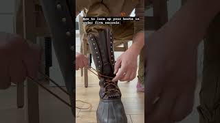 Lacing Work Boots in less than 10 seconds [upl. by Nabla322]