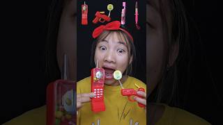 Phone candy 📞 gun candy🔫 toothbrush candy🪥 injection candy💉 funny food mukbang shorts [upl. by Adoc]