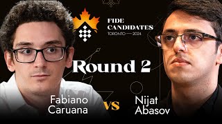 Round 2  Fabiano Caruana  Nijat Abasov  FIDE Candidates 2024 [upl. by Janice496]