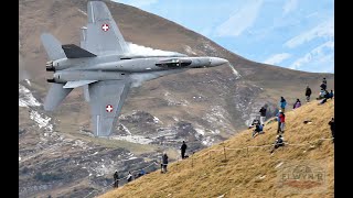 AXALP 2021 Spectacular Swiss FA18 Hornet Display Team in the Alps Mountains [upl. by Anirtep]