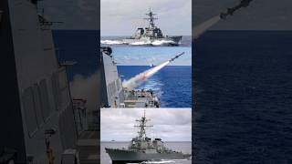 USS Curtis Wilbur DDG54 Live Fires Harpoon Anti  Ship Missile amp RIM66 Surface to air Missile [upl. by Heindrick]