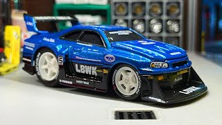 Unboxing amp Showcase Muscle Machines LBWK Nissan Skyline GTR R34  Transporter [upl. by Leoj]