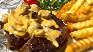 Steak 🥩 with creamy mushroom sauce [upl. by Billmyre]