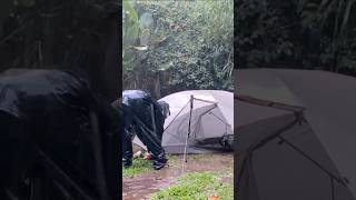 SOLO CAMPING IN HEAVY RAIN 🌧  FLOODED ASMR shorts [upl. by Appel]