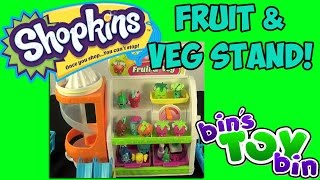 Shopkins Easy Squeezey Fruit amp Veg Stand Playset Review by Bins Toy Bin [upl. by Nythsa493]