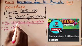 DAY12 RANDOM QUESTIONS SOLUTIONS calculus2 derivation from first principle stifflerextralessons [upl. by Llerahs]