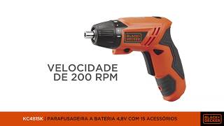 KIT Parafusadeira BLACKDECKER a Bateria 48V C LED com 15 Acessórios  KC4815K [upl. by Liva]