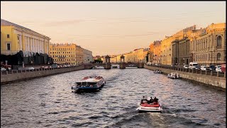 Walking Tour in St Petersburg 4К №328 Sunset hour on the Fontanka [upl. by Annabel]