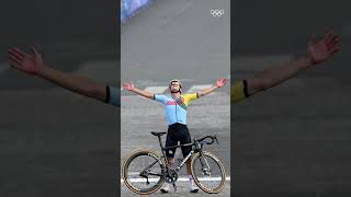 Is this the most iconic celebration ever 🫢 Remco Evenepoel at Paris2024 Olympics [upl. by Drud617]